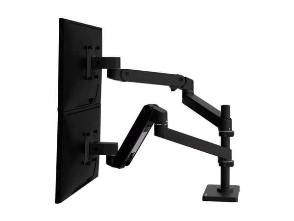 Ergotron LX Pro - Monteringssett (dobbel stablearm) - modulær - for 2 LCD-skjermer - aluminium - svart - skjermstørrelse: inntil 27" - skrivebordsm...