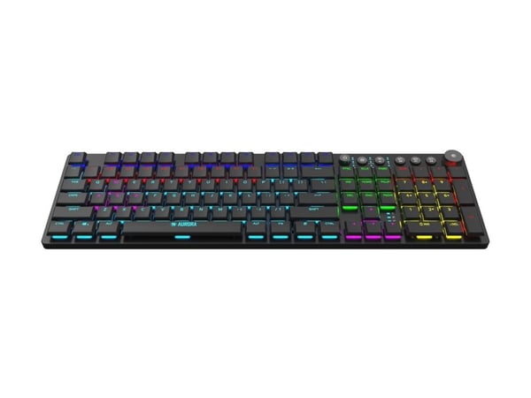 iBOX Aurora K-6 - Tastatur - backlit - trådløs - 2.4 GHz, USB-C, Bluetooth 5.0 - QWERTY - tastsvitsj: Low Profile KRGD Red - svart