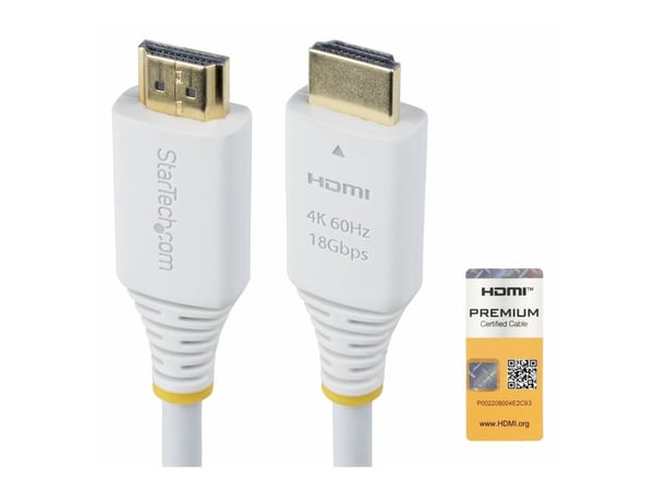 Startech 6ft (1.8m) Premium Certified High Speed HDMI Cable, 4K60Hz - Premium High Speed - HDMI-kabel med Ethernet - HDMI hann til HDMI hann - 1.8 ...