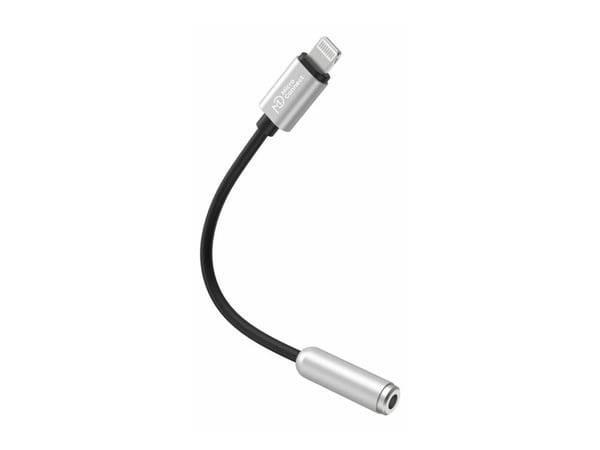 MicroConnect - Lightning til hodetelefonjakk-adapter - Lightning hann til 3,5 mm telefonjakk hunn - 10 cm - svart