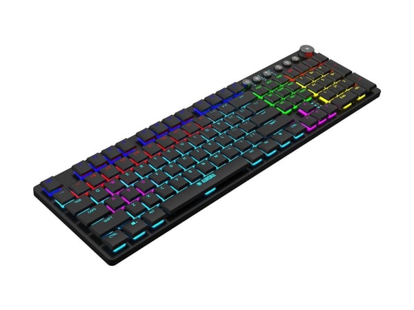 iBOX Aurora K-6 - Tastatur - backlit - trådløs - 2.4 GHz, USB-C, Bluetooth 5.0 - QWERTY - tastsvitsj: Low Profile KRGD Red - svart