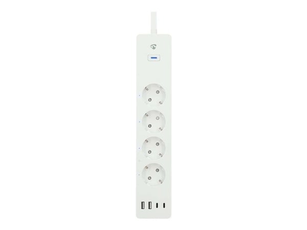 Nedis SmartLife - Smart strømstripe - AC 220 - 240 V - 3680 watt - utgangskontakter: 4 (4 x strøm type F, 2 x USB, 2 x 24 pin USB-C (PD)) - 2 m kab...