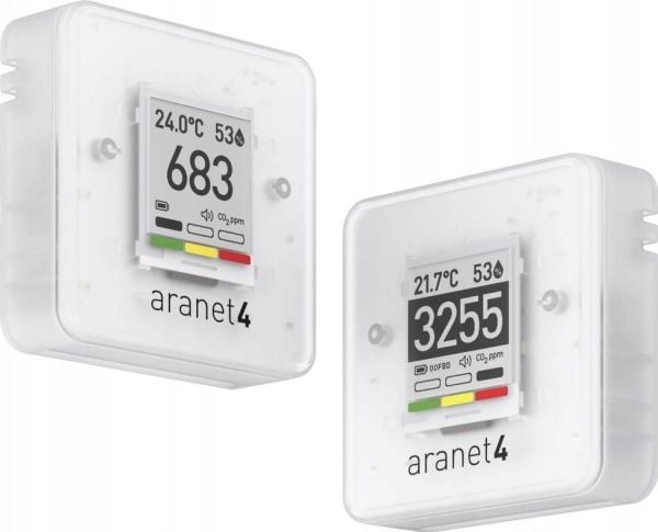 aranet CO2-måler 0, 0, 0, 600 - 9999, 50, 85, 1100 ppm, °C, %, hPa med temperaturmåling
