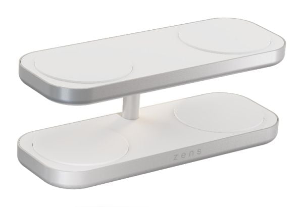 ZENS Quattro Charger Pro 4 - Trådløst ladestativ + AC-strømadapter - 15 watt - 4 utgangskontakter (magnetisk) - hvit