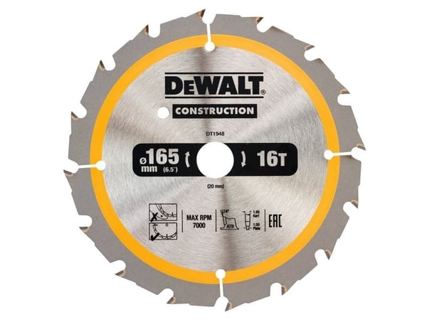 Dewalt pyörösaha 165x20mmx16z - DT1948-QZ - DT1948-QZ