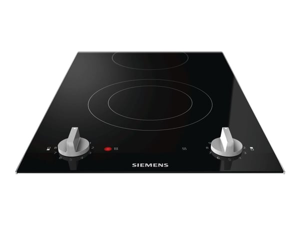 Siemens iQ300 ET375CFA1E - Keramisk komfyrtopp - 2 plater - Nisje - bredde: 27 cm - dybde: 49 cm - med sidepynt av rustfritt stål, - med fasettert ...