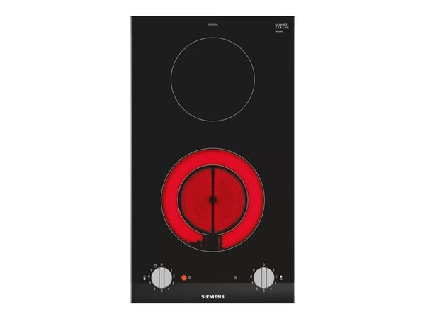 Siemens iQ300 ET375CFA1E - Keramisk komfyrtopp - 2 plater - Nisje - bredde: 27 cm - dybde: 49 cm - med sidepynt av rustfritt stål, - med fasettert ...