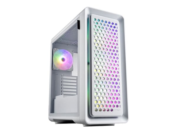FSP CUT593P - FT - ATX - sidepanel med vindu (herdet glass) - ingen strømforsyning (ATX) - hvit - USB/lyd