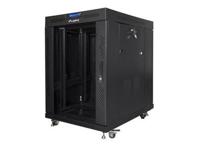 Lanberg FF01 series - Rack skåp - 800 x 1000, platt paket, med glasdörr, LCD - med 6 kylfläktar, LCD-skärm, termostat - fristående - svart, RAL 900...