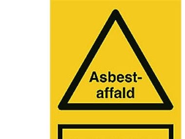 Advarselsskilt - Asbestaffald - Gul plast, A4, 210x297mm
