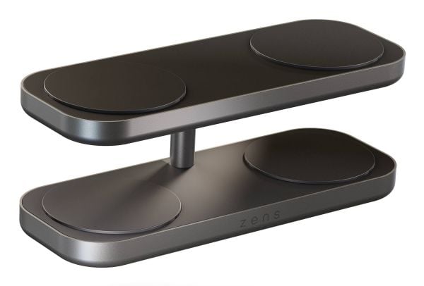 ZENS Quattro Charger Pro 4 - Trådløst ladestativ + AC-strømadapter - 15 watt - 4 utgangskontakter (magnetisk) - svart