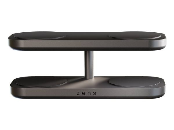 ZENS Quattro Charger Pro 4 - Trådløst ladestativ + AC-strømadapter - 15 watt - 4 utgangskontakter (magnetisk) - svart