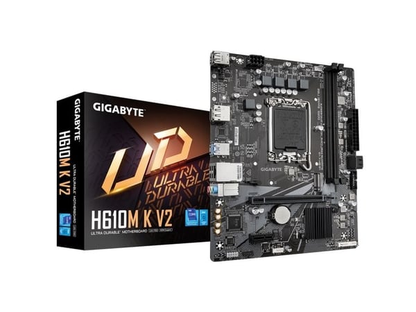 GIGABYTE H610M K V2, Intel, LGA 1700, Intel® Celeron®, Intel Core i3 12th Gen, Intel Core i3 13th Gen, Intel Core i3 14th Gen, Intel..., LGA 1700, ...