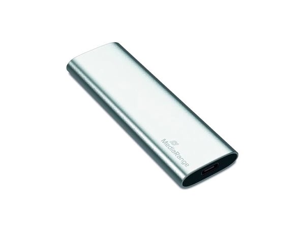 MediaRange MR1101 - SSD - 240 GB - ekstern (bærbar) - M.2 - USB 3.2 Gen 2 (USB-C kontakt) - sølv
