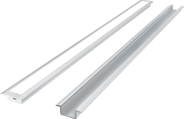V-TAC LED profilsett 2 m innebygd anodisert med hvitt deksel og endestykker