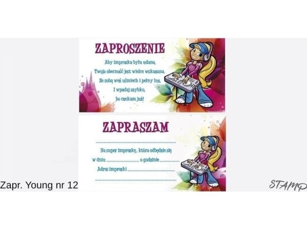 Invitasjoner Stamp Young jente mønster nr. 12 — 10 stk Invitasjoner Stamp Young jente mønster nr. 12 — 10 stk