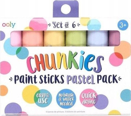 OOLY Chunkies Paint Sticks, Blå, Grønn, Oransje, Rosa, Lilla, Gult, Maletusj, Hard, 6 stykker |