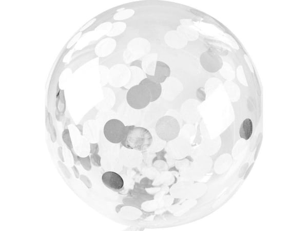 Arpex ballong transparent med konfetti Celebrate sølv