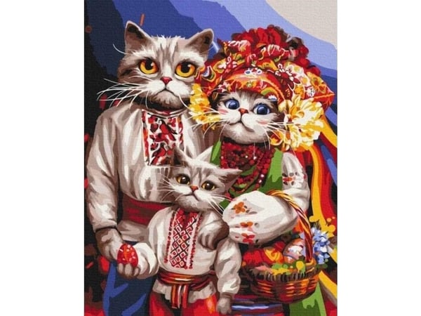 Mal etter tall - Kattefamilie 40x50 cm