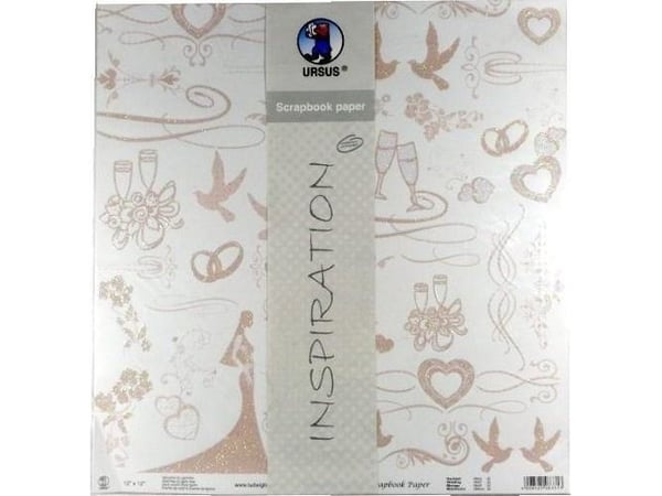 Bryllup scrapbookingpapir 5 ark