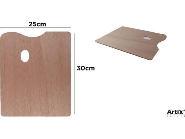 Rektangulær tre male-palett 30x25 cm