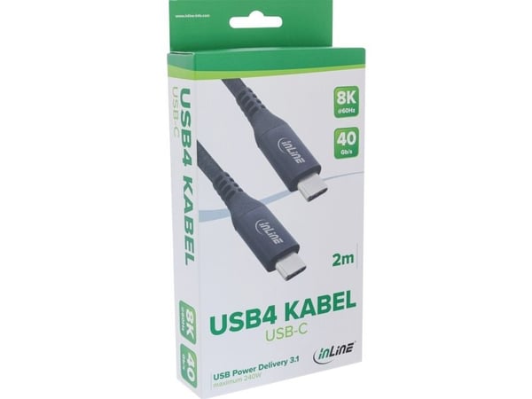 InLine USB4 kaapeli USB-C uros/uros 8K60Hz musta 2m - Kaapeli - Digitaalinen/Data (35902A)