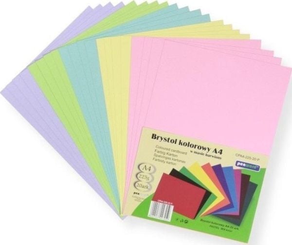 Kartong A4 fargerik mix pastell 20 stk
