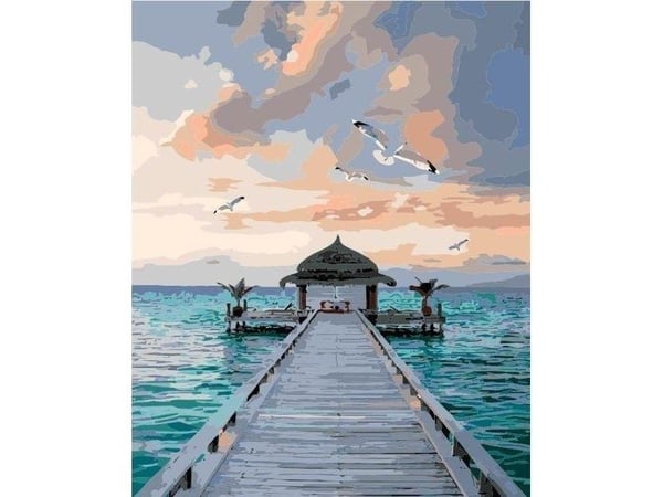 Maalaus numeroiden mukaan - 40x50cm Alusta meren rannalla |