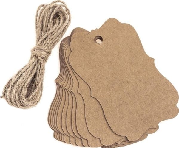 Kraft-hengelapper med snor vintage 12 stk.