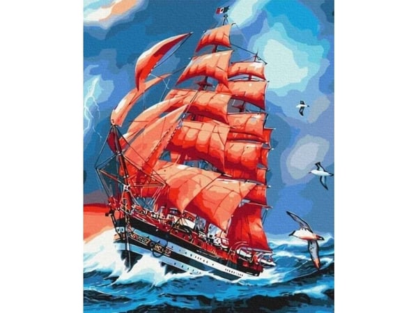 Maling etter tall - Scarlet seil 40x50cm