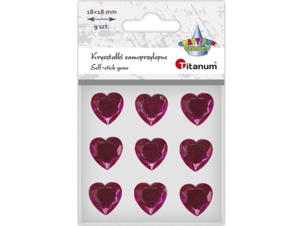 DP Craft selvklebende krystaller hjerter fuchsia 9 stk