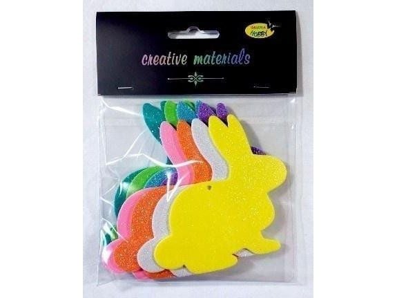 Glitter skumhare 10 cm 8 stk mix