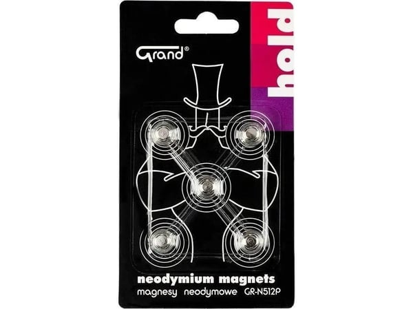 Neodymmagneter med holder 12mm 5stk GRAND EDUKAMP