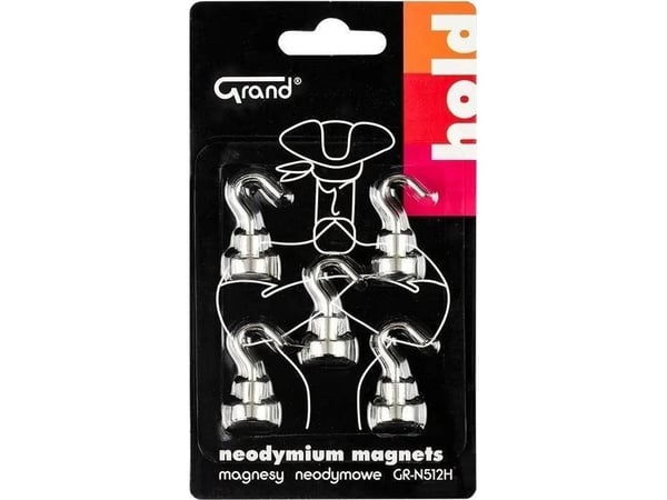 Neodym-magneter med krok 12 mm, 5 stk GRAND