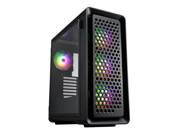 FSP CUT593A - FT - utökad ATX - genomskinlig sidopanel (härdat glas) - ingen strömförsörjning (ATX) - svart - USB/ljud