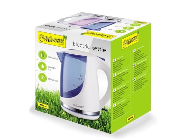 Feel-Maestro MR044 sininen, 1,7 L, 2200 W, sininen, valkoinen, muovia, säädettävä termostaatti, vesimittari, vesimittari