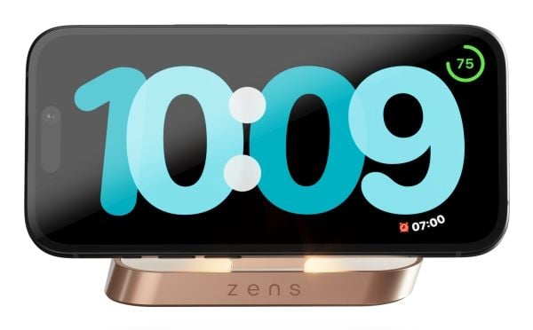 ZENS Nightstand Charger - Limited Edition - trådløst ladestativ + AC-strømadapter - 15 watt - Apple Fast Charge (trådløs lading (15W)) - kobber, hvit