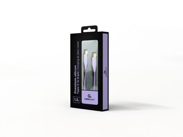 Cablexpert Premium - Lightning-kaapeli - 24-nastainen USB-C-uros Lightning-uros - 1,5 m - violetti - data ja lataus, muotoiltu