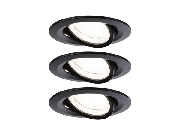 Paulmann Nova Coin, Nedtryckbar spotlight, 3 lampor, LED, 505 LM, 230 V, Svart