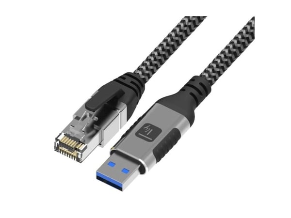 Techly ICOC U3A-RJ45-010, 1 m, Cat6, F/UTP (FTP), USB A-tyyppi, RJ-45, musta, Hopea