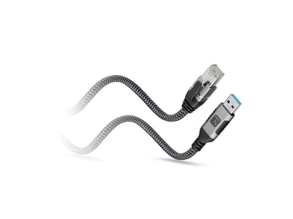 Techly ICOC U3A-RJ45-010, 1 m, Cat6, F/UTP (FTP), USB A-tyyppi, RJ-45, musta, Hopea
