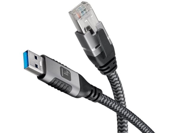 Techly ICOC U3A-RJ45-010, 1 m, Cat6, F/UTP (FTP), USB A-tyyppi, RJ-45, musta, Hopea