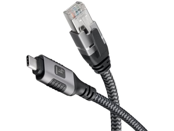 Techly ICOC U3C-RJ45-010, 1 m, Cat6, F/UTP (FTP), USB Type-A, RJ-45, Sølv, Svart