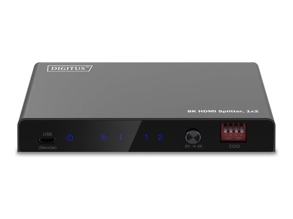 Digitus DS-55339, HDMI, 2x HDMI, 7680 x 4320 piksler, sortering, metall, 8K Ultra HD