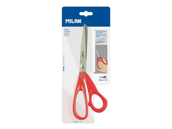 Milan BWM10151, Voksen, Rett kutt, Single/enkelt, Rød, Rustfritt stål, Kontor saks