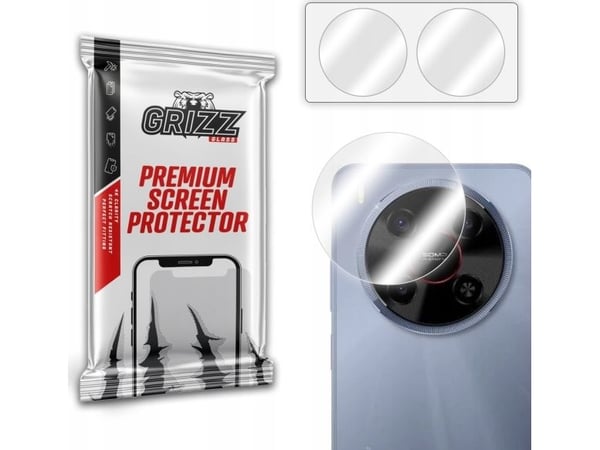 GrizzGlass HybridGlass kameralinsebeskyttelse til ZTE Blade V70 Max [2 PACK]