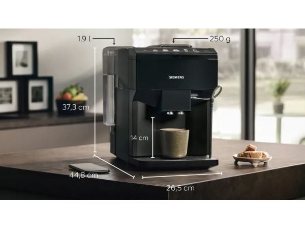 Siemens EQ.500 TP511R09, Espressomaskin, 1,9 l, Kaffe bønner, Innebygd kaffekvern, 1500 W, Sort