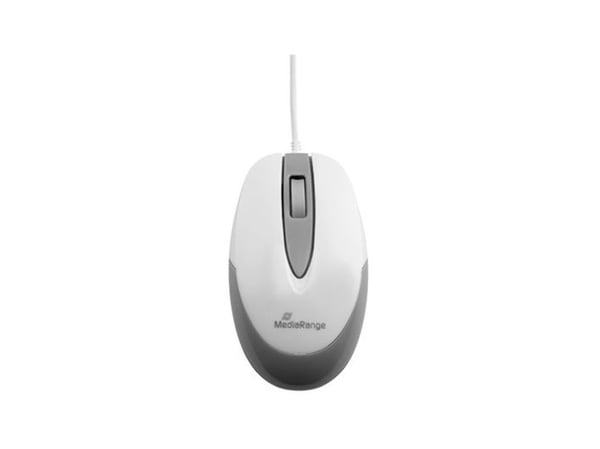 MediaRange MROS214, Høyre hendt, Optisk, USB Type-A, 1000 DPI, Grå, Hvit