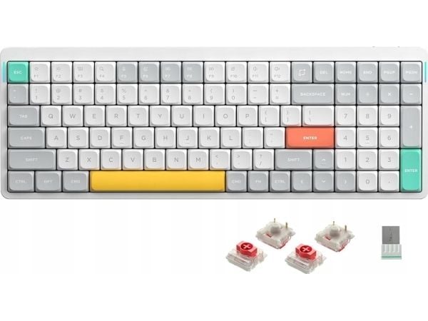 Nuphy - Air96 V2 Trådløst Mekanisk Tastatur - Trådløst Slim Ionic Mekanisk Tastatur Hvit Rød