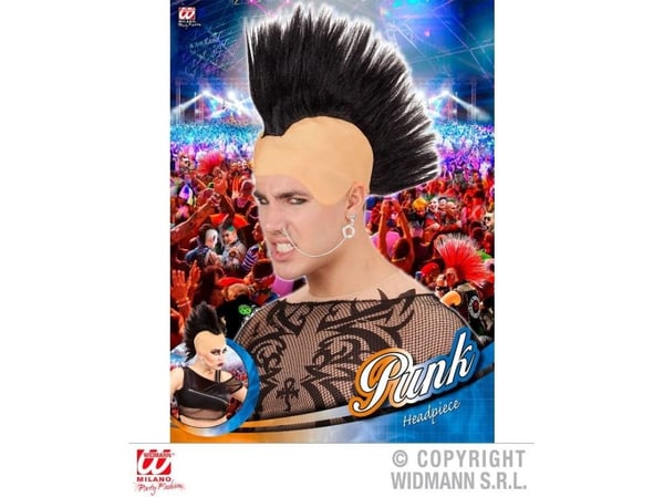 Musta punk-peruukki, kukkakampa